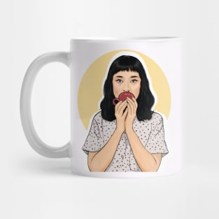 woman with red glasses | Portrait art Mug